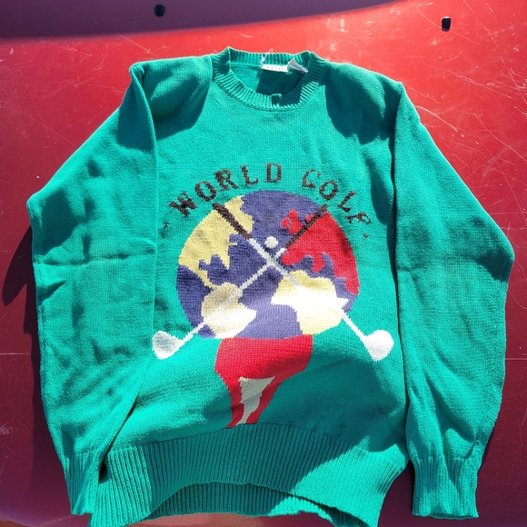 Vintage 90s women's pullover sweater golf leon Levin green sweater size medium - Picture 6 of 12